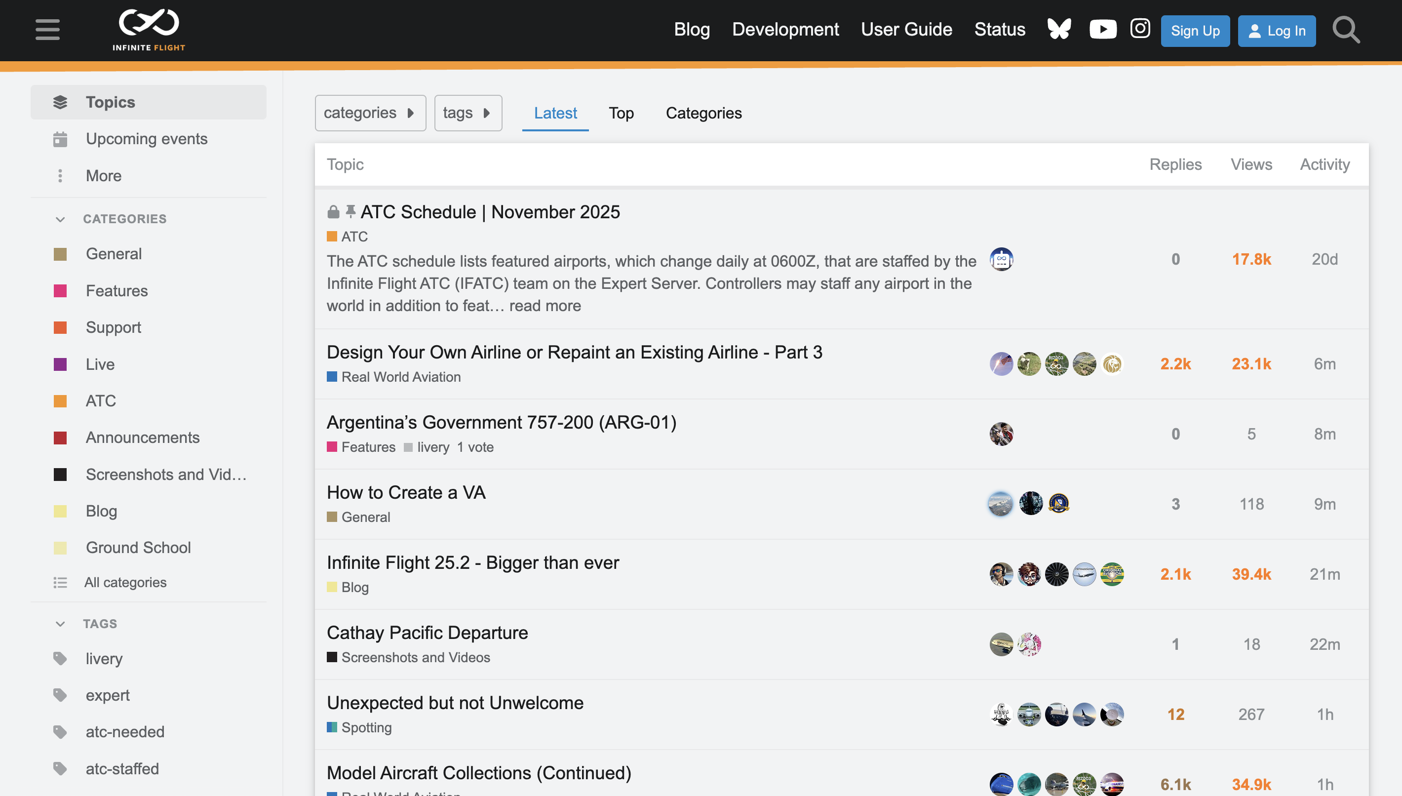 Infinite Flight community forum screenshot