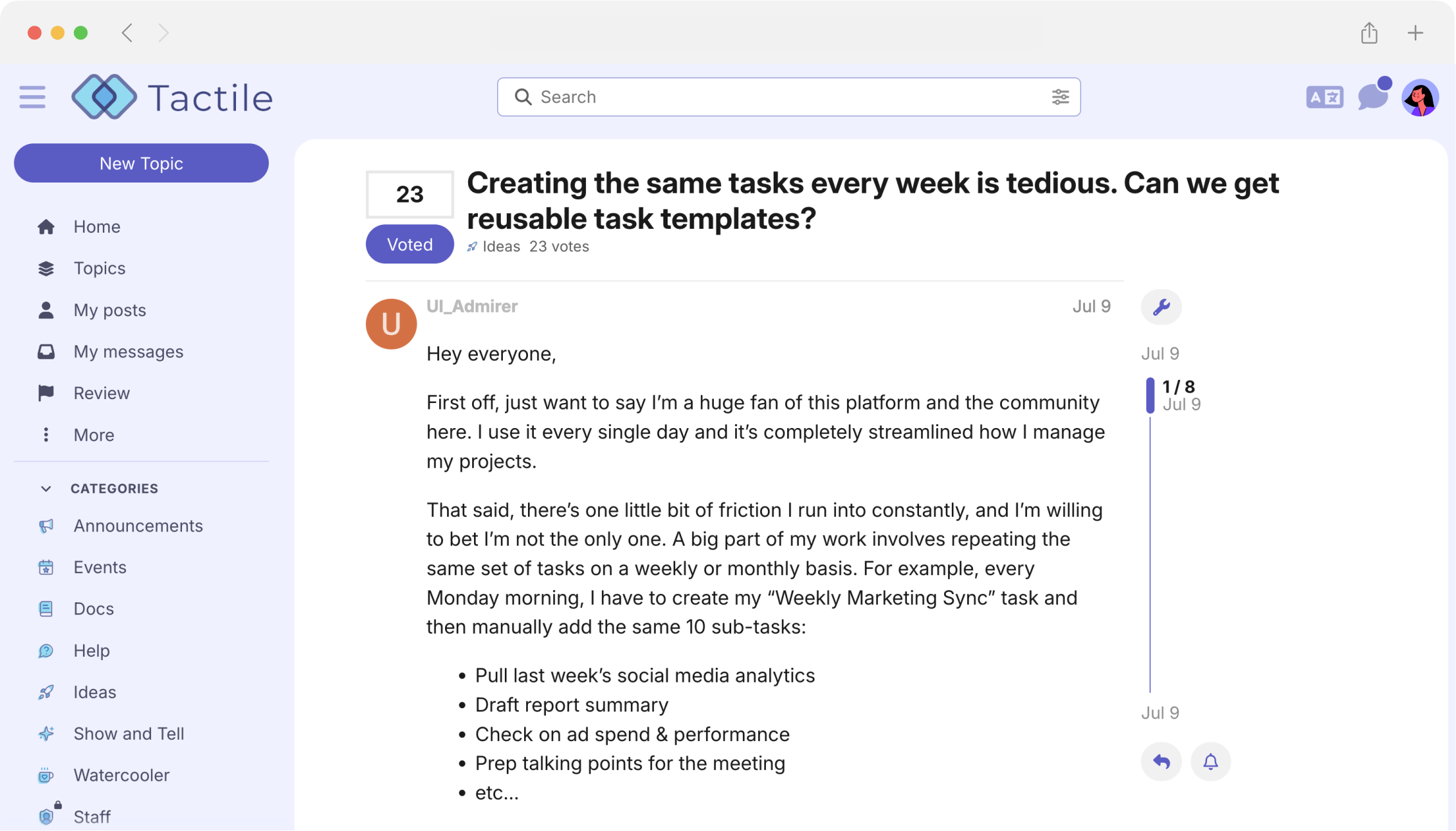 Product feedback preview